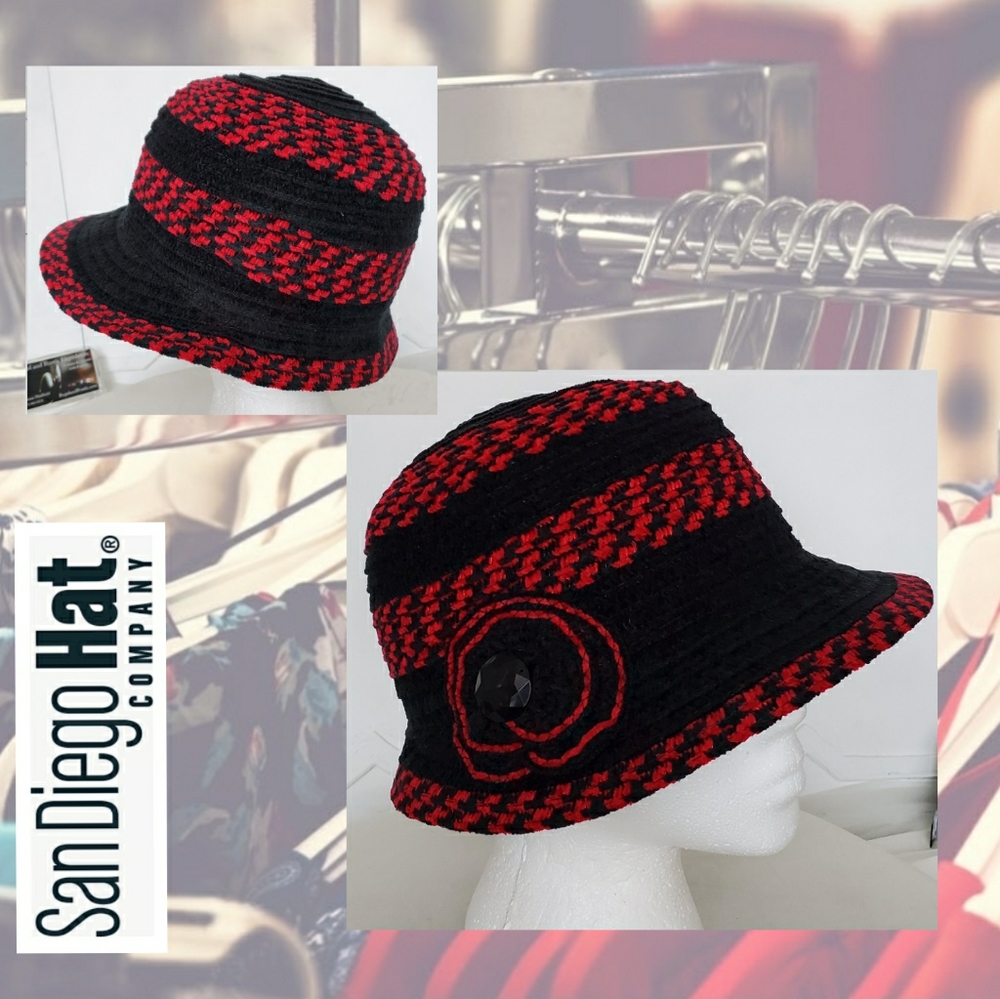 ❤ Warm Red & Black Bucket Hat by SanDiego Hat Co.